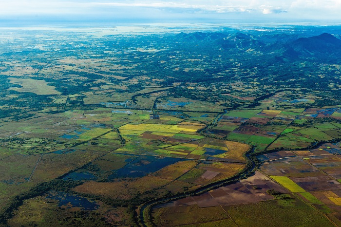 Beautiful aerial view from the plane over Punta Cana, Dominican Republic.
