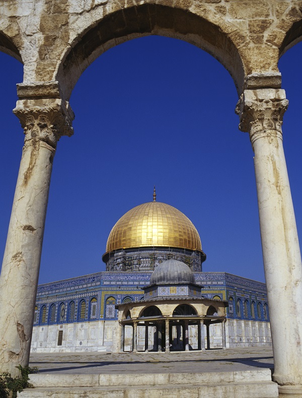 The Dome of the Rock is a shrine located on the Temple Mount in the old city of Jerusalem. It has great significance for Jews, Christians and Muslims. It is considered the most contested piece of real estate on earth.